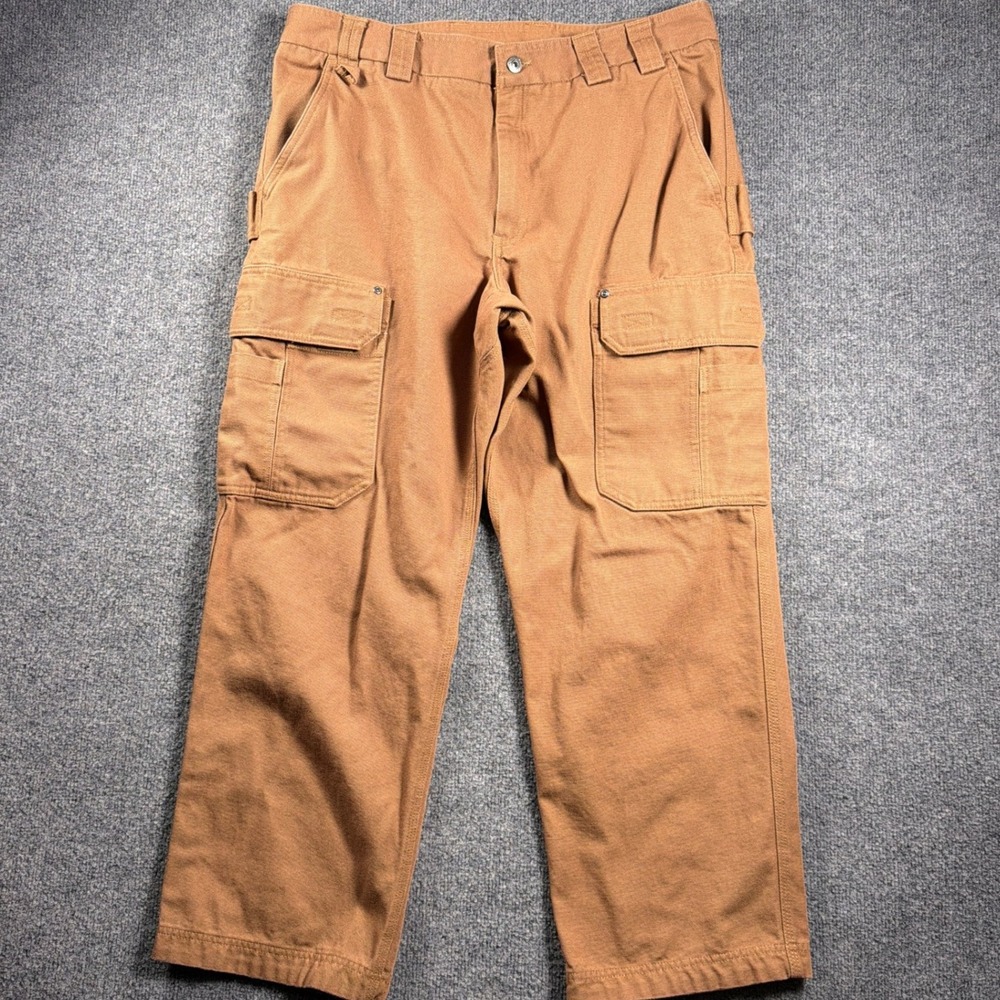 Duluth Trading Fire Hose Cargo Pants Men 40x30 Brown Relaxed Fit Utility 92204